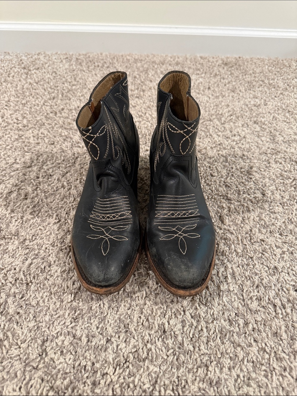 Dolce Vita Black Leather Embroidered Western Ankle Boots